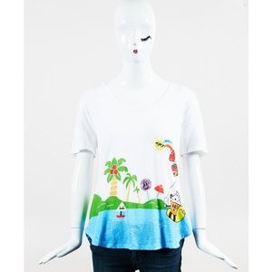 Authentic Mira Mikati "Happy Beach" Print Top